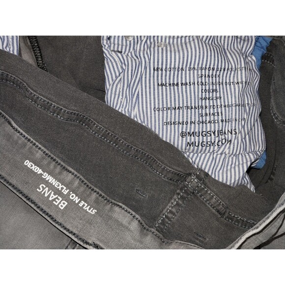 Mugsy Beans Jeans Men's 40 Gray Slim Tapered Stretch FLX3NTMG Hemmed 40x26 - Picture 5 of 6